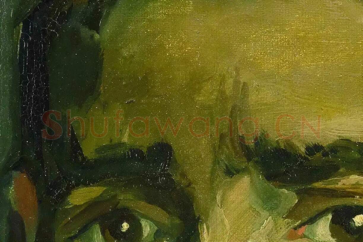 梵高油画头像习作《含着烟斗的男人头像》高清大图局部细节 (6)