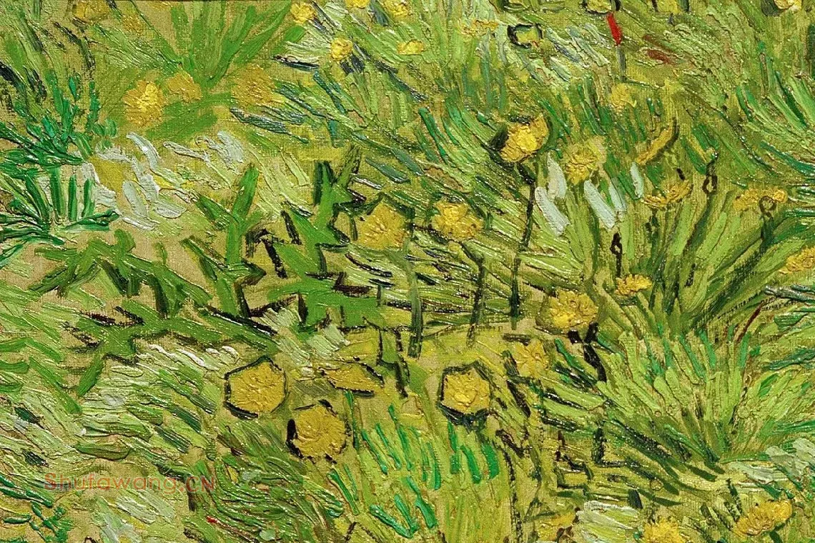 梵高作品《长满蒲公英的田野》局部 (1)