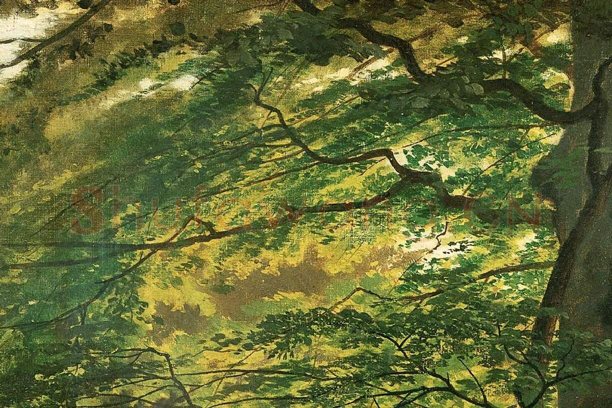 希施金油画风景作品《条顿堡森林的大树》局部 (1)