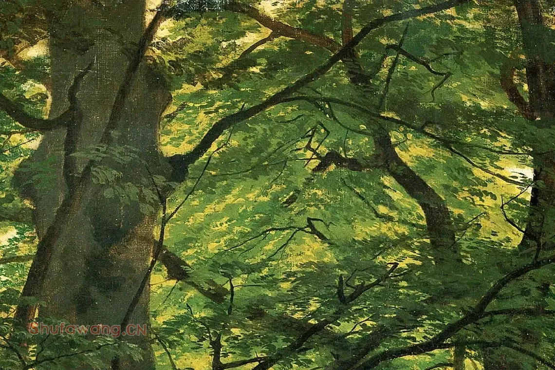 希施金油画风景作品《条顿堡森林的大树》局部 (2)