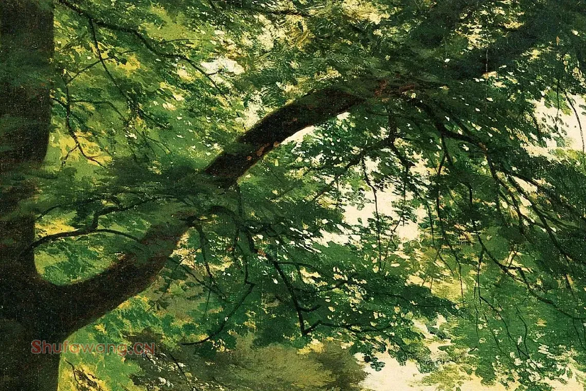希施金油画风景作品《条顿堡森林的大树》局部 (4)