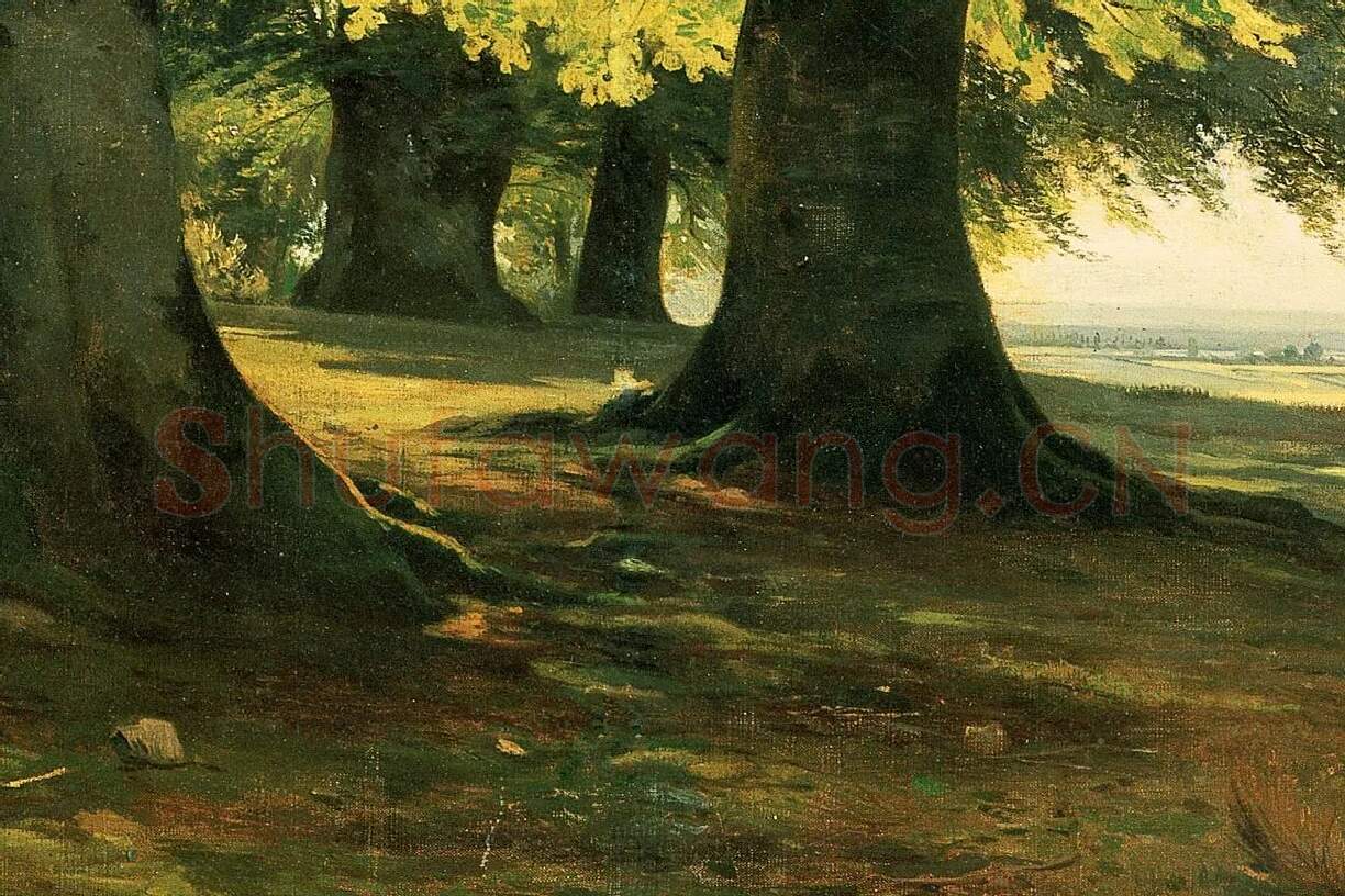 希施金油画风景作品《条顿堡森林的大树》局部 (8)