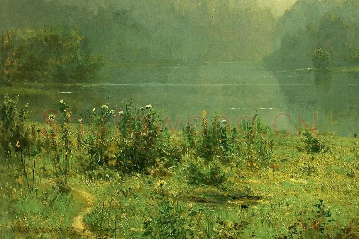 希施金风景画《雾蒙蒙的早晨》局部 (1)