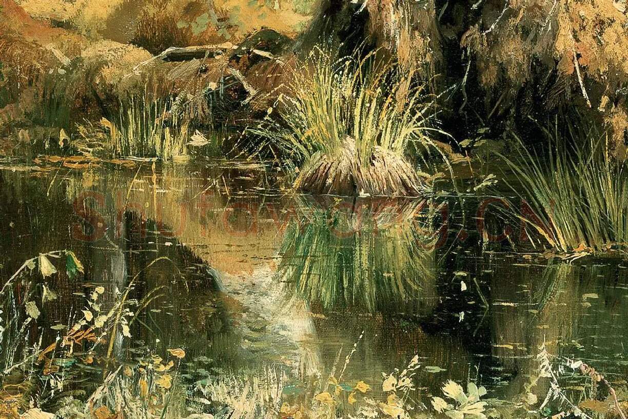 希施金油画树林风景局部 (1)