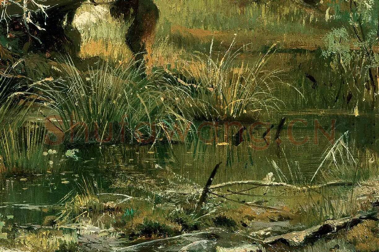 希施金油画树林风景局部 (2)