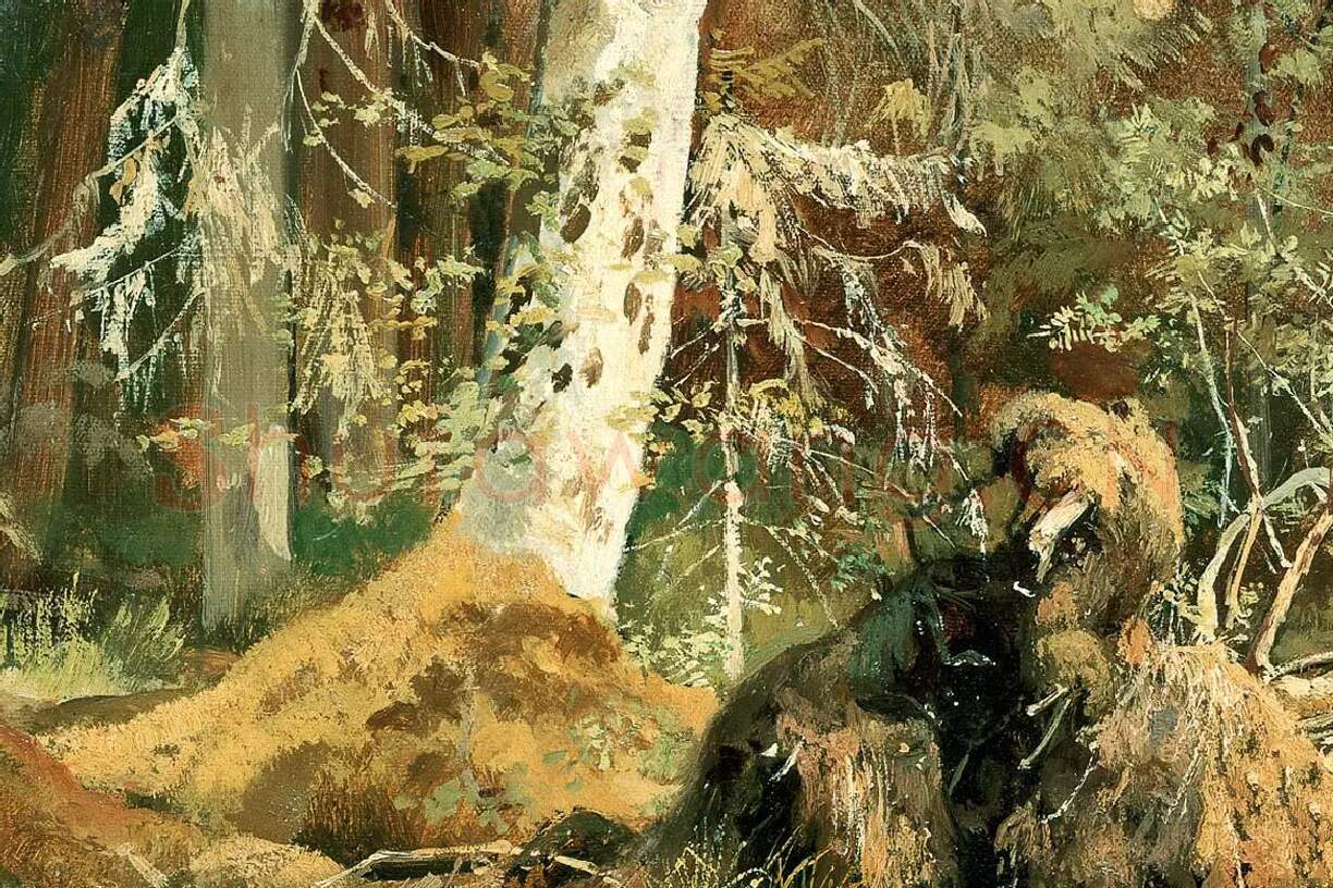 希施金油画树林风景局部 (4)