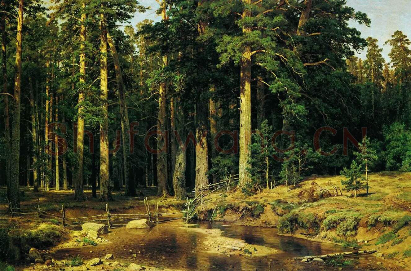 希施金油画森林风景作品高清图片