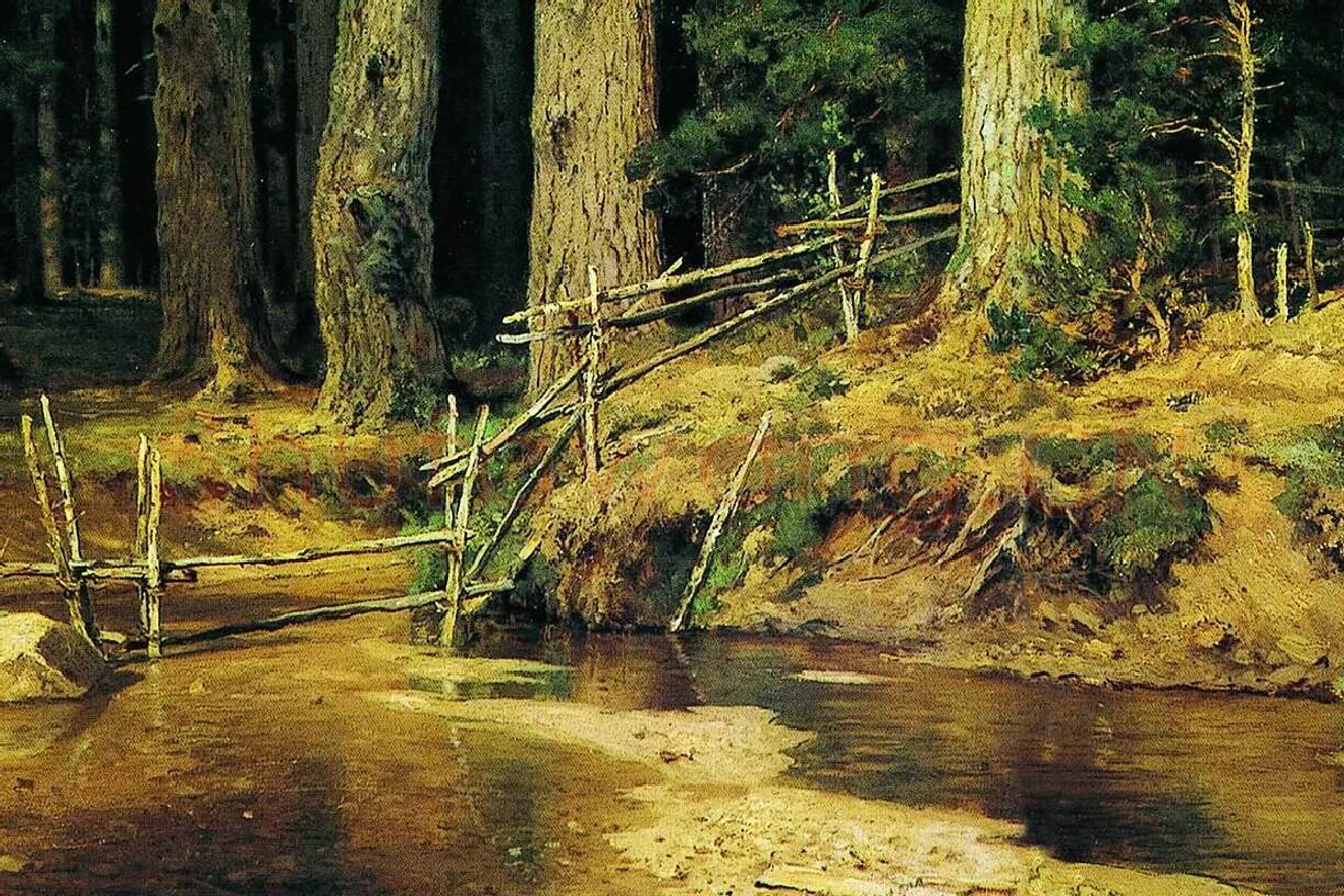 希施金油画森林风景局部 (2)