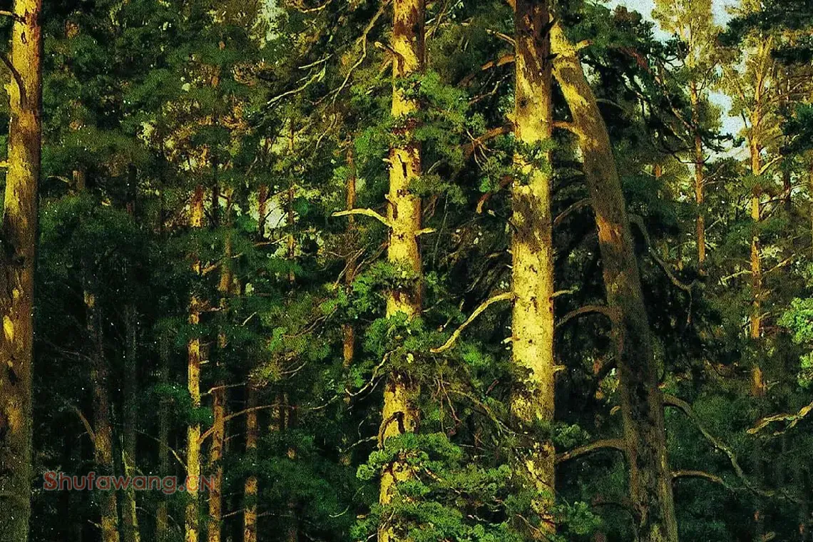 希施金油画森林风景局部 (4)