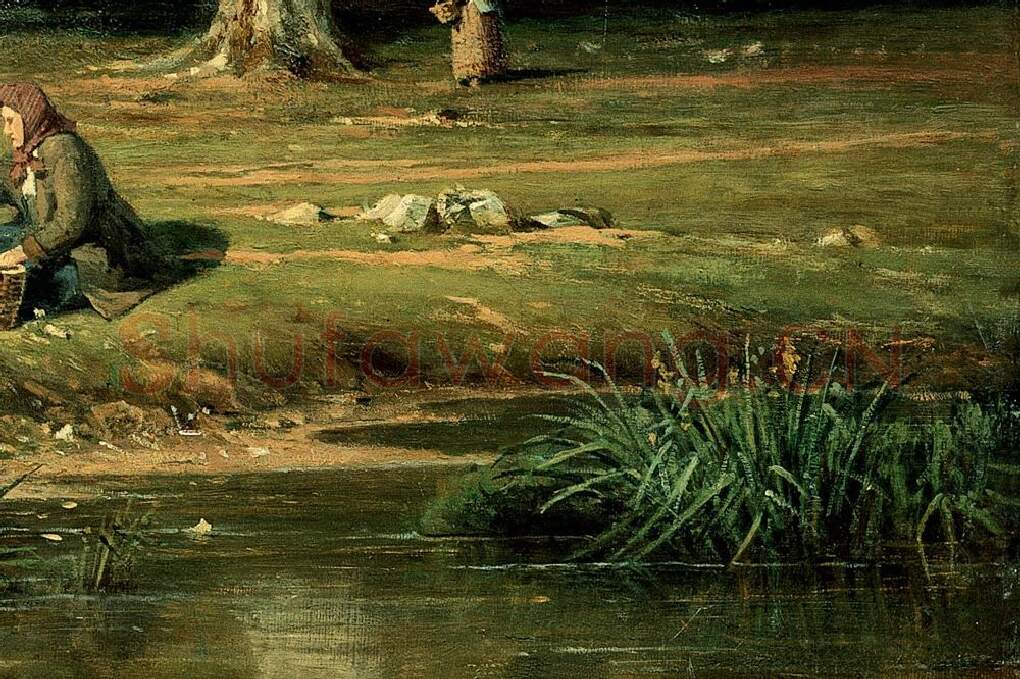 希施金油画《采集蘑菇的农妇》局部 (2)