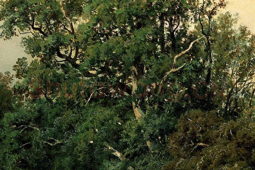 希施金油画《采集蘑菇的农妇》局部 (4)