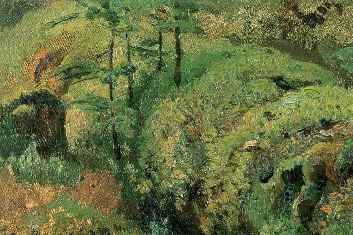 希施金油画《腐烂树干上的苔藓》局部 (1)