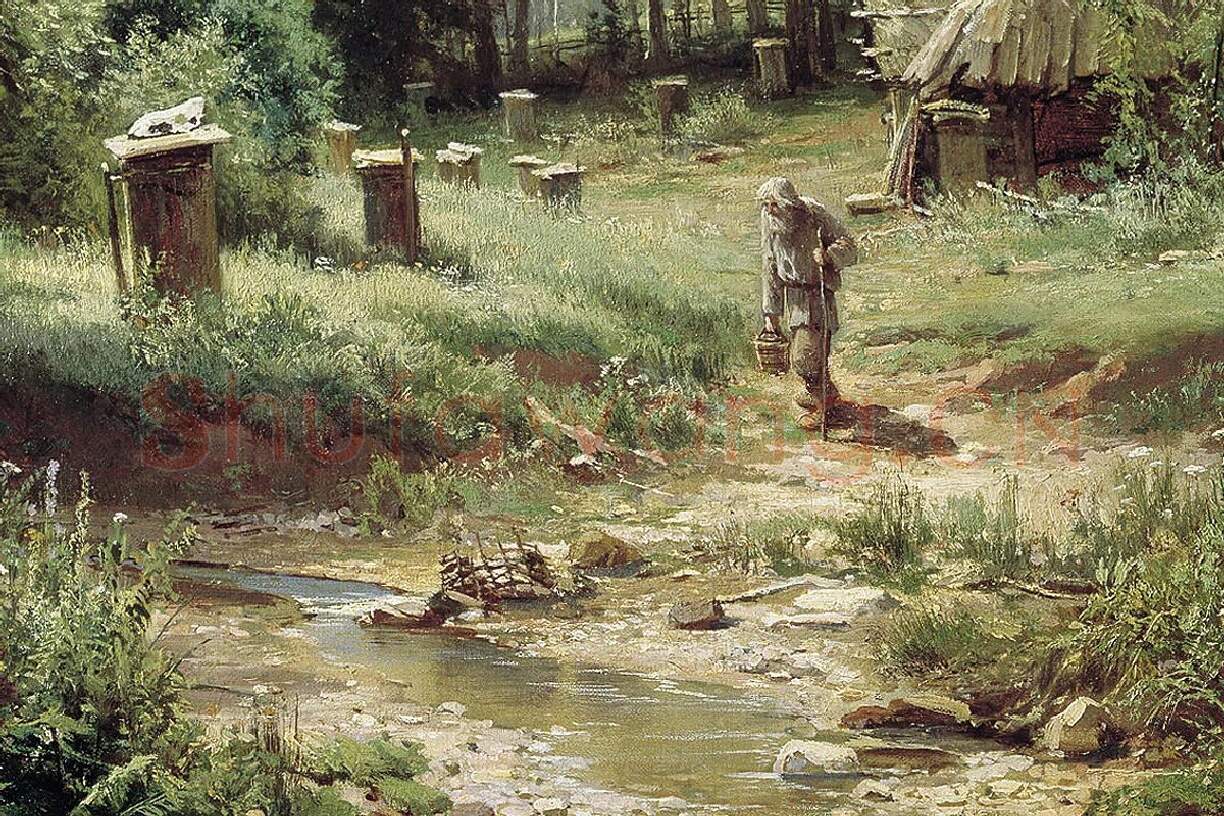 希施金油画风景《森林中的养蜂场》局部 (1)
