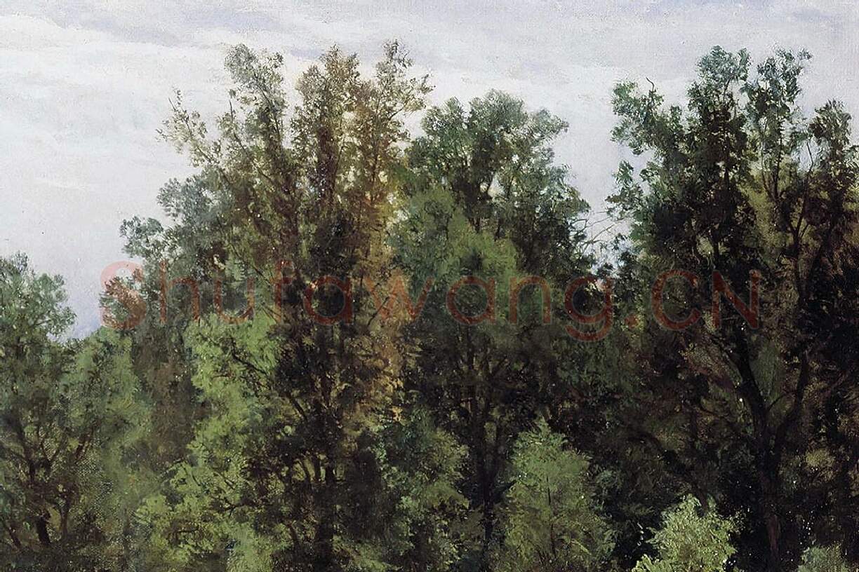 希施金油画风景《森林中的养蜂场》局部 (2)