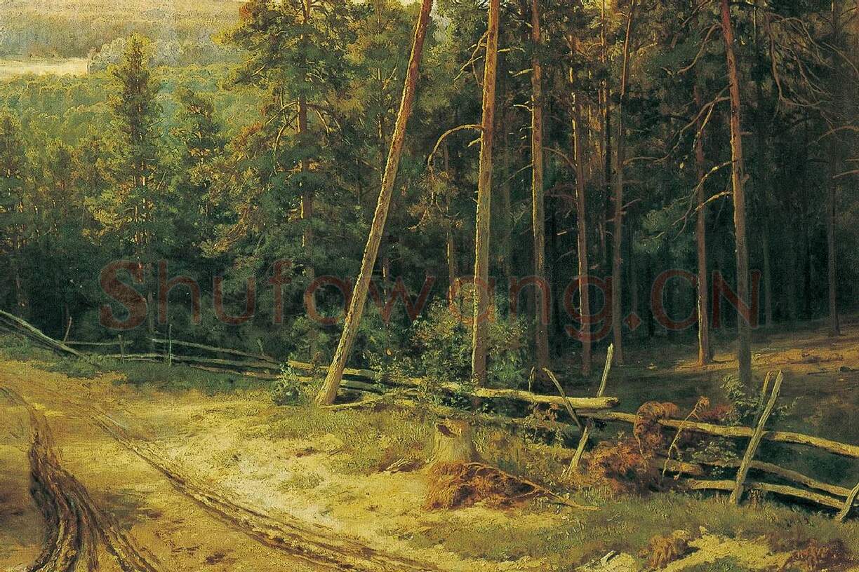 希施金油画森林风景《耶拉布加的森林》局部 (1)