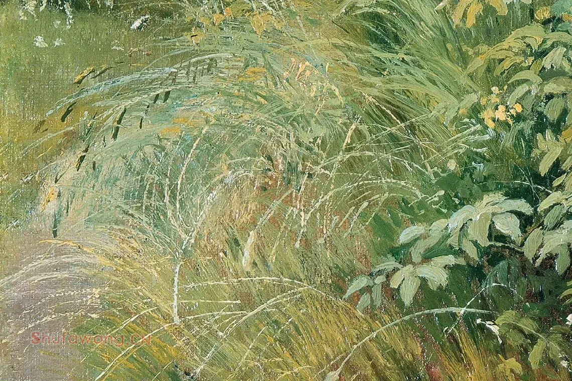 希施金油画风景《野草与野花》局部 (2)