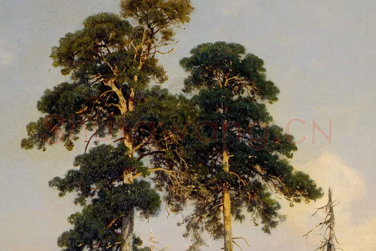 希施金《麦田》油画风景局部 (4)