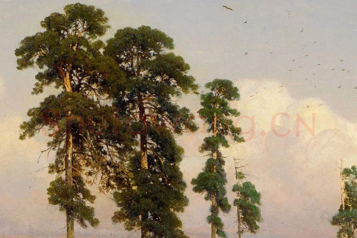 希施金《麦田》油画风景局部 (5)