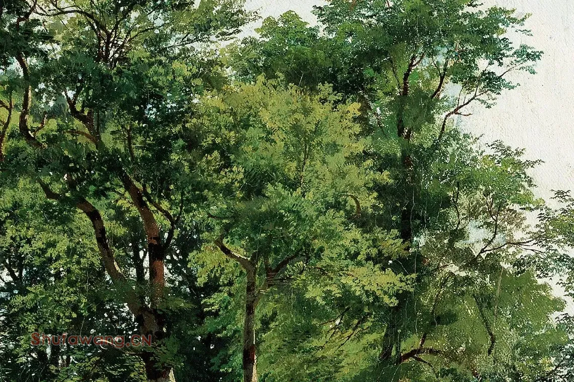 希施金油画风景《水青冈树林》局部 (3)