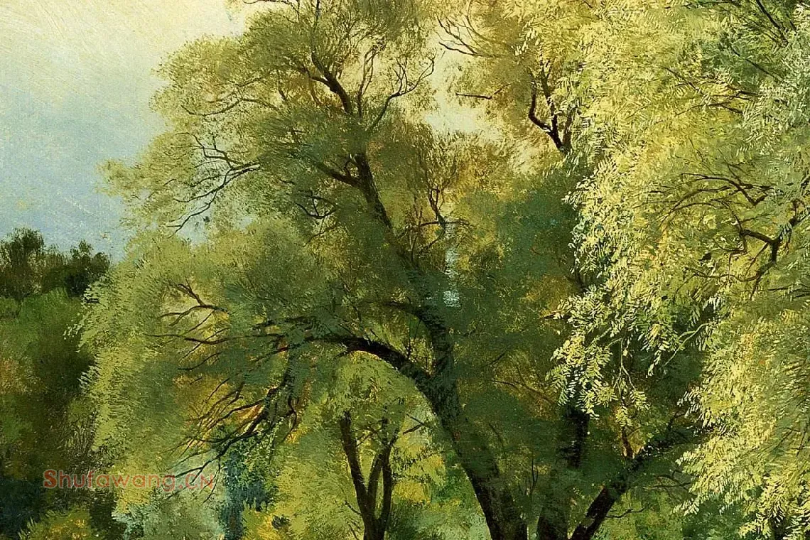 希施金油画橡树风景画局部 (4)