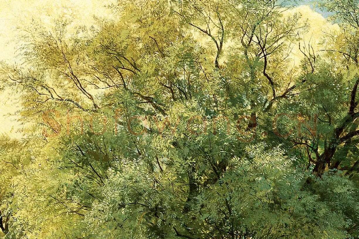 希施金油画橡树风景画局部 (5)