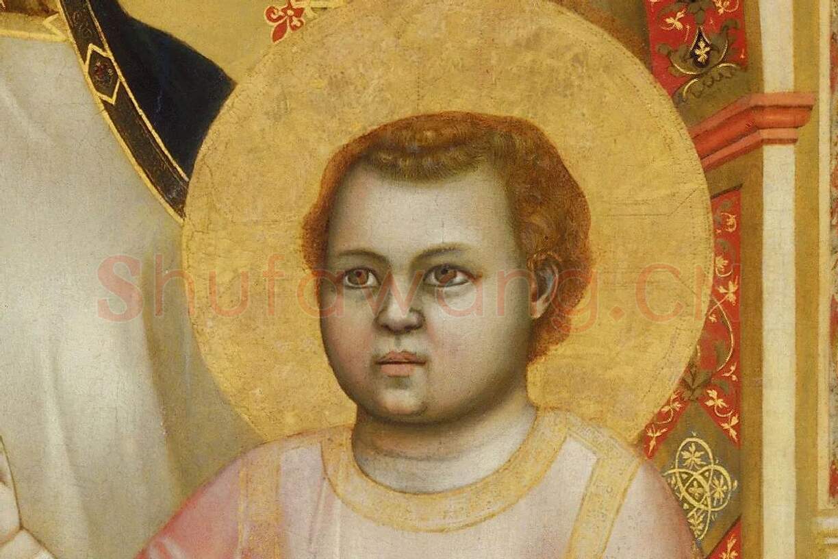 文艺复兴乔托祭坛画《圣母子》高清大图局部 (2)