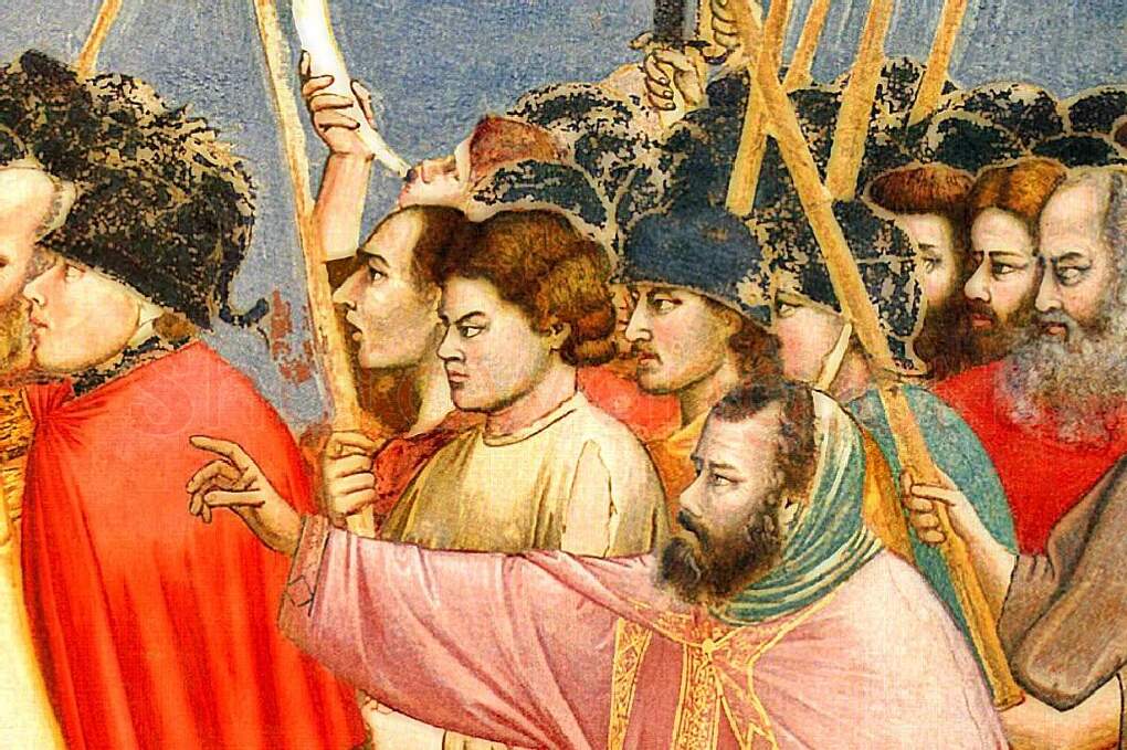 乔托代表作《犹大之吻》高清大图局部 (3)