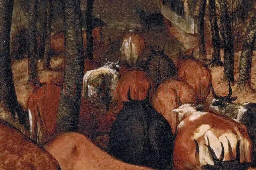 彼得·勃鲁盖尔作品《牧群归来》局部 (2)