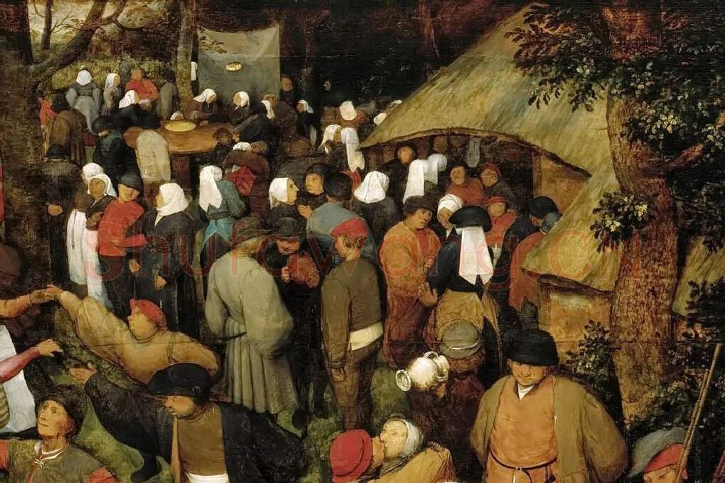 彼得·勃鲁盖尔风俗画作品《露天婚礼舞蹈》局部 (3)