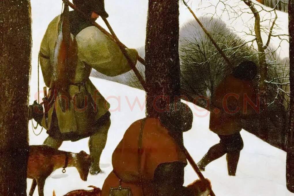 彼得·勃鲁盖尔作品《雪中猎人》局部 (1)