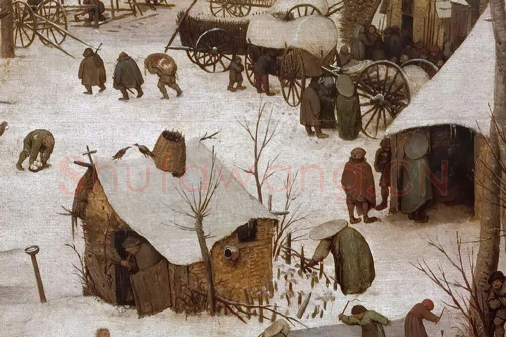 彼得·勃鲁盖尔油画作品《伯利恒人口普查》局部 (5)