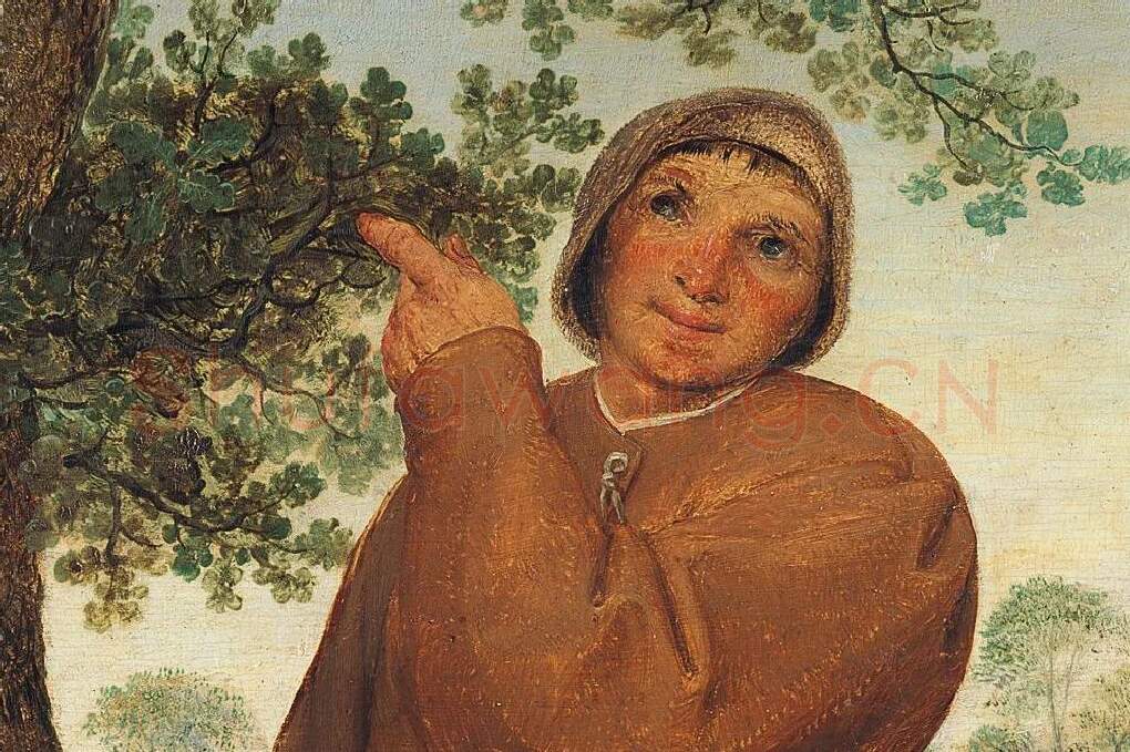 老勃鲁盖尔作品《农民和掏鸟窝的儿童》局部 (1)