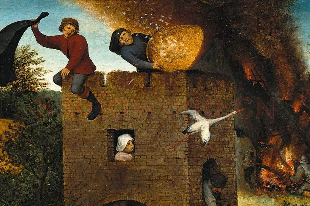 老勃鲁盖尔寓言画作品《尼德兰箴言》局部 (5)