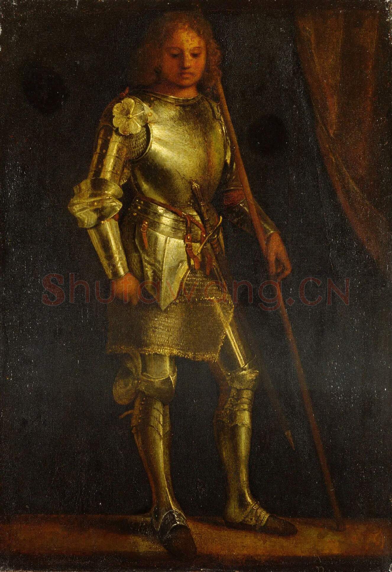 乔尔乔内油画人物作品《一个穿盔甲的男人》