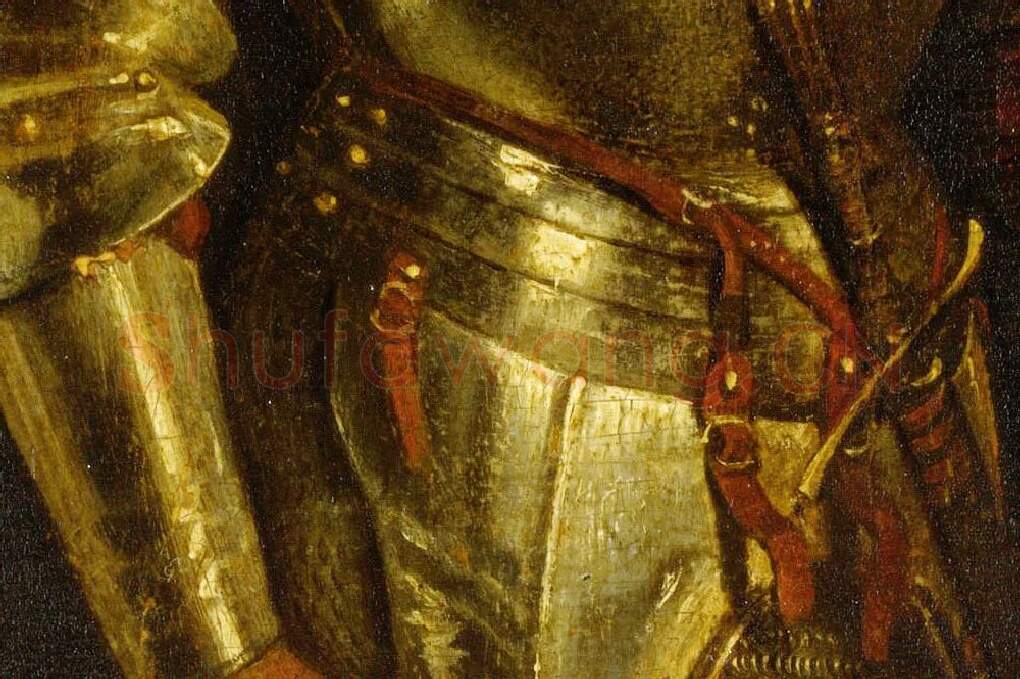 乔尔乔内油画人物作品《一个穿盔甲的男人》局部 (3)