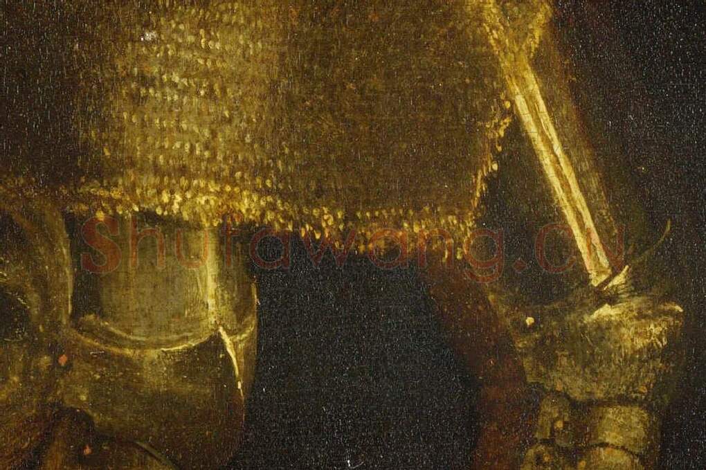 乔尔乔内油画人物作品《一个穿盔甲的男人》局部 (4)