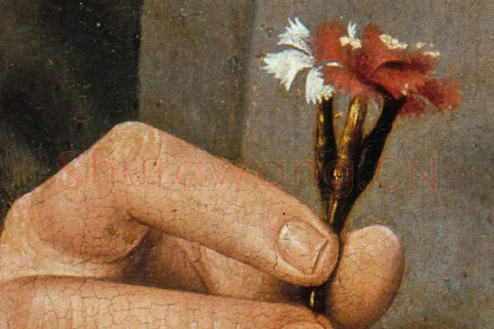 扬·凡·爱克油画头像作品《拿着康乃馨的男人肖像》局部 (4)