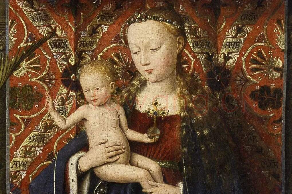 扬·凡·艾克作品《圣母子与供奉者》局部 (1)