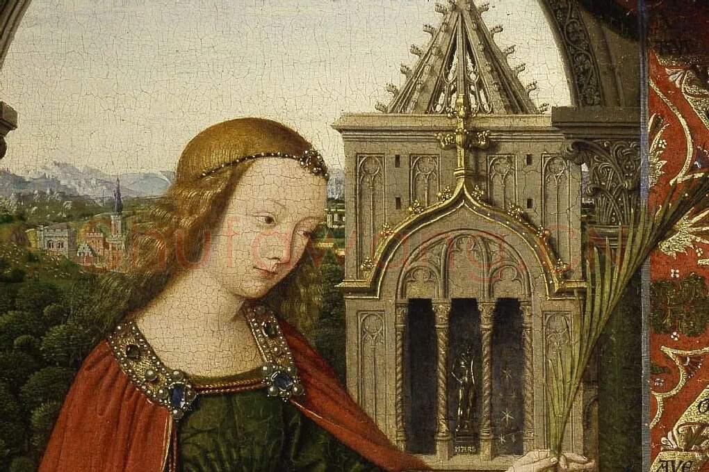 扬·凡·艾克作品《圣母子与供奉者》局部 (2)