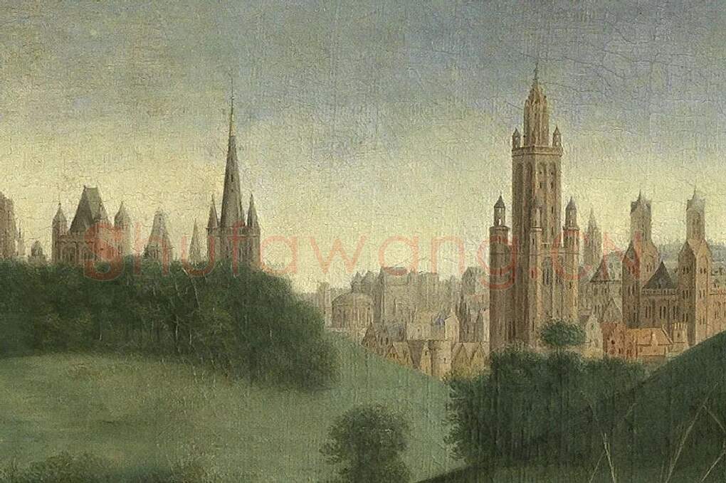 扬‧范艾克祭坛画作品《羔羊的颂赞》局部 (8)