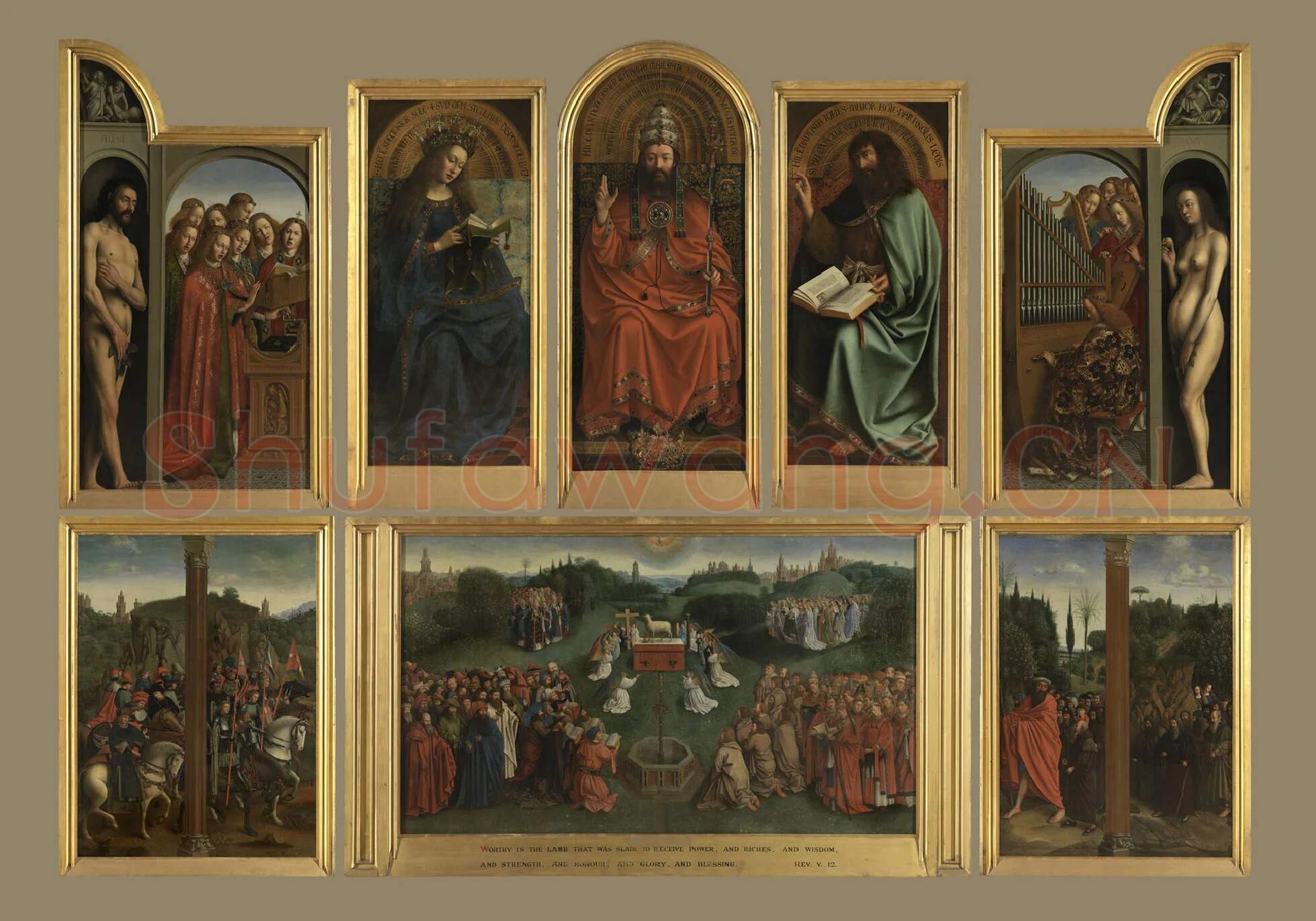 扬·凡·艾克代表作《根特祭坛画》又名《神秘羔羊之爱》高清大图