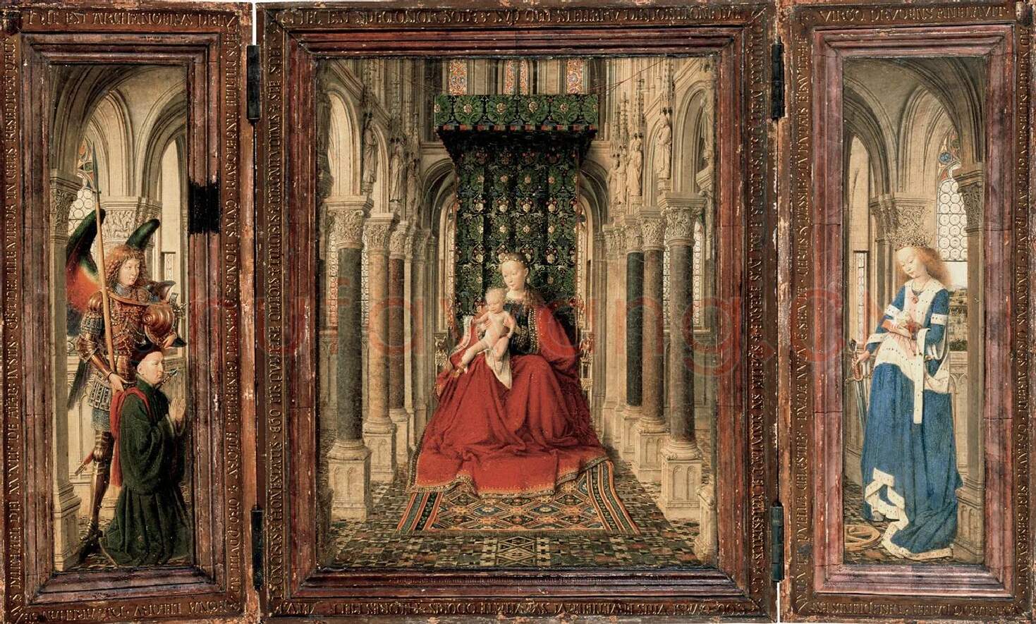扬·凡·艾克祭坛画作品《德累斯顿三联画》高清图片