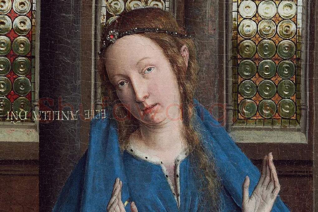 扬·凡·艾克油画作品《天使报喜》局部 (1)