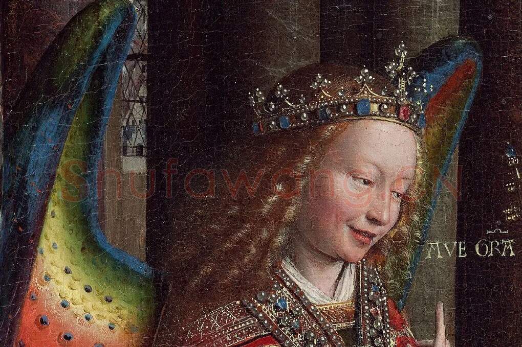 扬·凡·艾克油画作品《天使报喜》局部 (2)