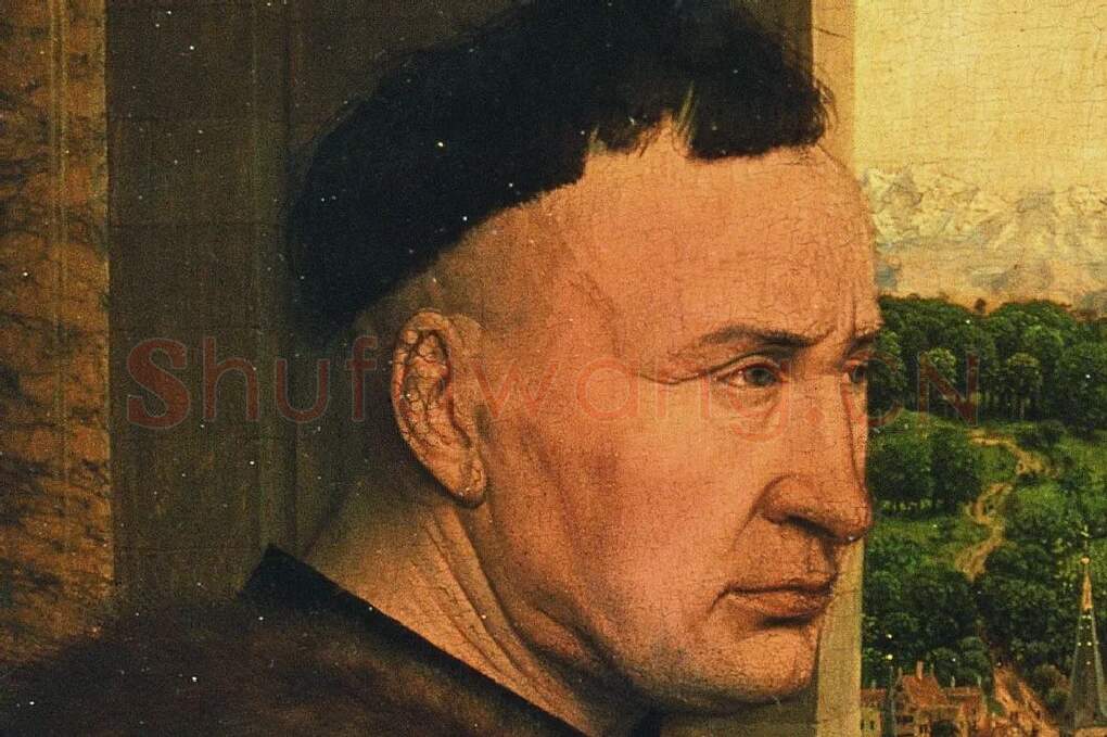 扬·凡·艾克作品《罗兰大臣与圣母子》局部 (1)