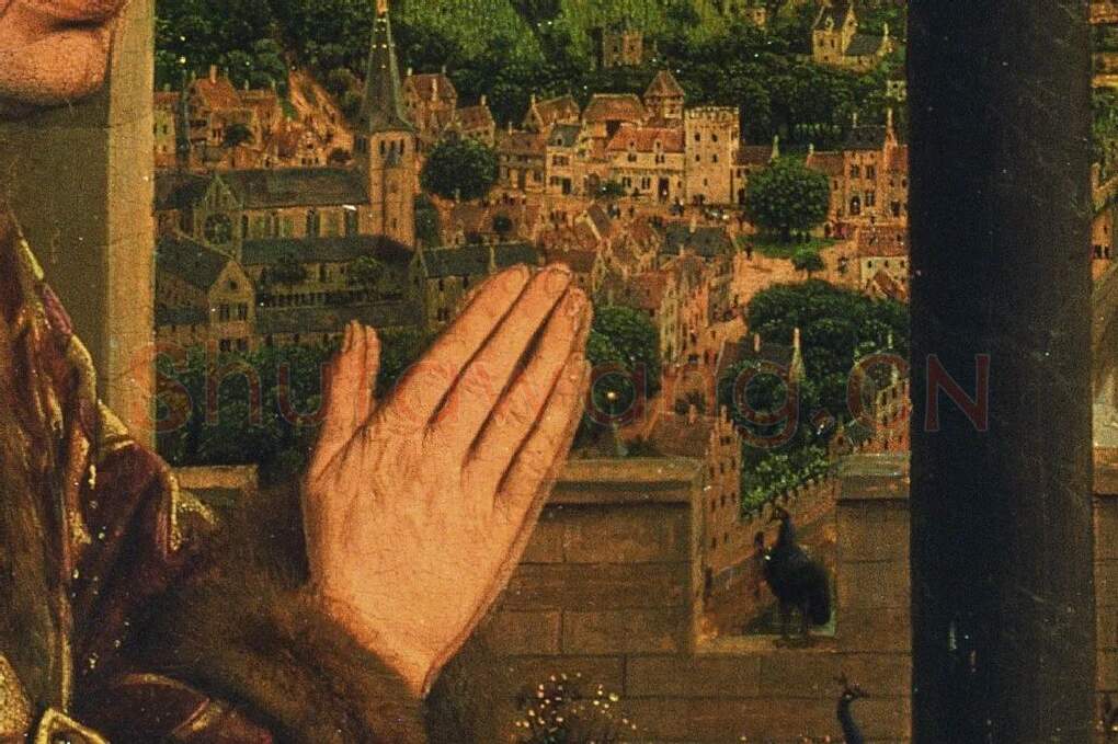 扬·凡·艾克作品《罗兰大臣与圣母子》局部 (2)