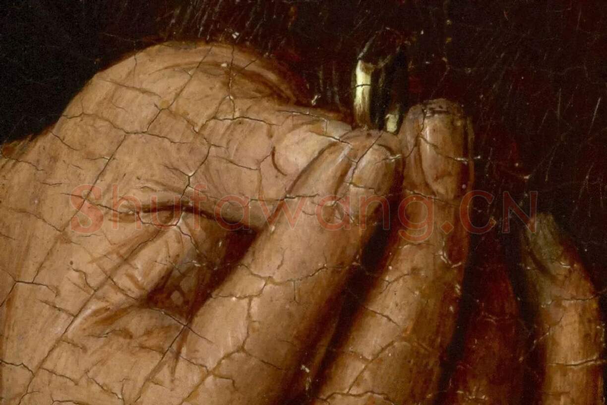 扬·凡·艾克油画肖像《戴蓝色头巾的男人肖像》局部 (5)