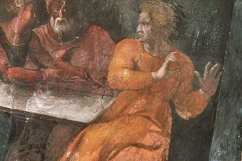 米开朗基罗西斯廷教堂天顶壁画《哈曼的惩罚》局部 (1)