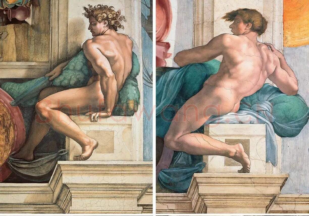 米开朗基罗壁画《Ignudo系列男性裸体肖像》_01
