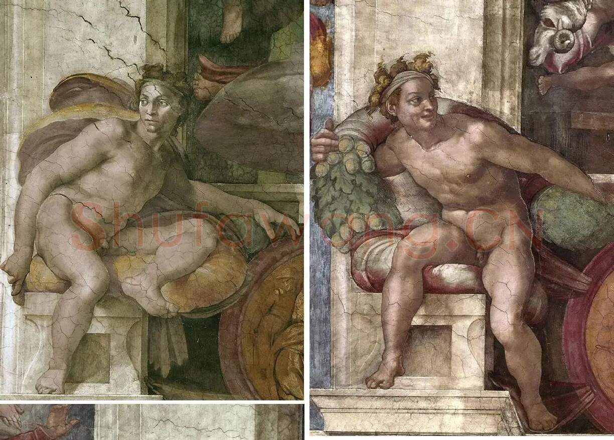 米开朗基罗壁画《Ignudo系列男性裸体肖像》_02